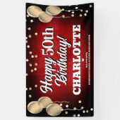 Red and Gold Happy Birthday Banner 横断幕 (縦)