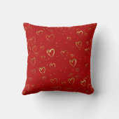 Red and gold hearts on red Valentine's Pattern クッション (裏面)