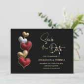 Red and Gold Hearts Wedding Save the Date セーブザデート (スタンド正面)