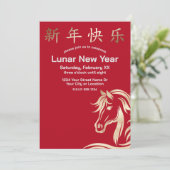 Red and Gold Lunar New Year 2026 Year of the Horse 招待状 (スタンド正面)