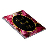 Red and Gold Marble Agate Birthday Guest Book ノートブック (右側)