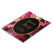 Red and Gold Marble Agate Birthday Guest Book ノートブック (左側)