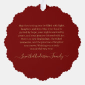 Red and Gold New Year’s Card with Midnight Clock オーナメントカード (裏面)