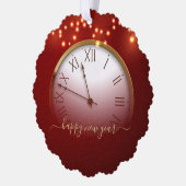 Red and Gold New Year’s Card with Midnight Clock オーナメントカード (左)