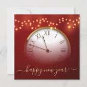 Red and Gold New Year’s Card with Midnight Clock シーズンカード (正面)
