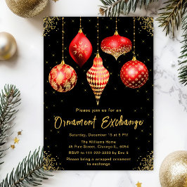 Red and Gold Ornament Exchange Party 招待状