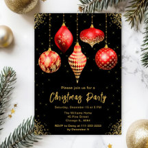 Red and Gold Ornaments Christmas Party
