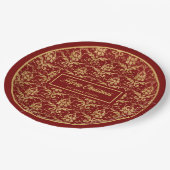 Red and Gold Paper Plates Personalized Holiday ペーパープレート (アングル)