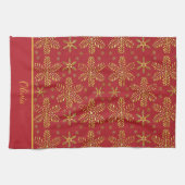 Red and Gold Personalized キッチンタオル (横)