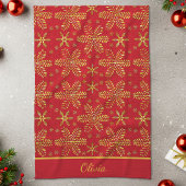Red and Gold Personalized キッチンタオル