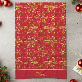 Red and Gold Personalized キッチンタオル