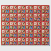 Red and Gold Photo Holiday ラッピングペーパー (フラット)