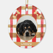 Red and Gold Plaid Round Pet Ornament セラミックオーナメント (左)