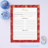 Red and Gold Poinsettia Flowers Recipe Page チラシ (シングル)