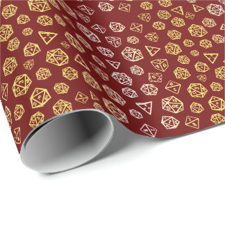 Red and Gold Roleplaying Dice Wrapping Paper ラッピングペーパー