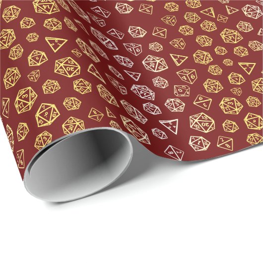 Red and Gold Roleplaying Dice Wrapping Paper ラッピングペーパー (ロールコーナー)