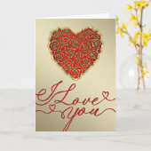 Red and Gold Rose Heart I Love You  カード (黄色い花)