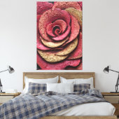 Red and Gold Rose Texture Abstract Wall Art キャンバスプリント (インサイチュ (寝室))
