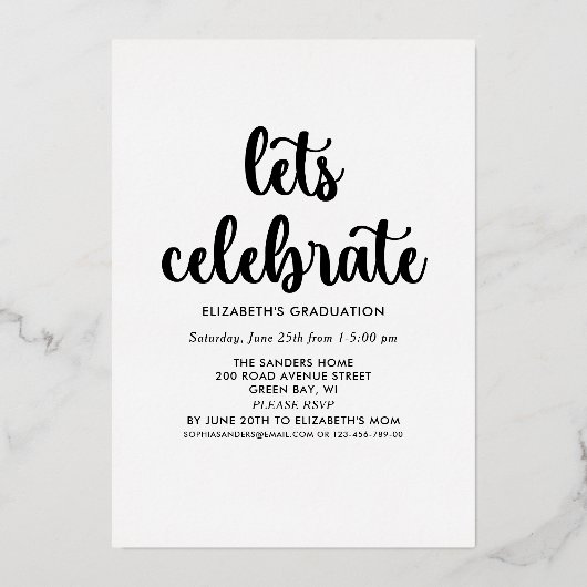 Red and Gold Script photos collage for graduated 箔招待状 (裏面)