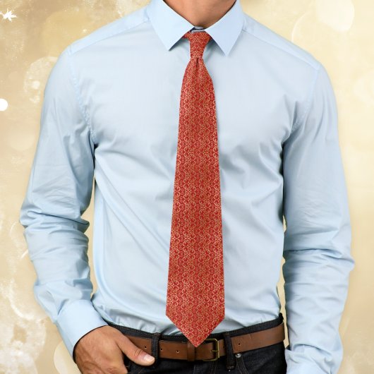 Red and Gold Scrollwork Chinese New Years ネクタイ