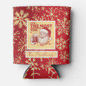 Red and Gold Snowflakes Christmas patterns 缶クーラー (正面)