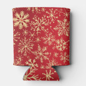 Red and Gold Snowflakes Christmas patterns 缶クーラー (裏面)