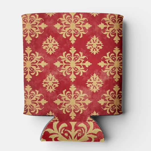 Red and Gold Snowflakes Christmas patterns 缶クーラー (裏面)