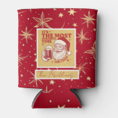 Red and Gold Snowflakes Christmas patterns 缶クーラー (正面)