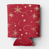 Red and Gold Snowflakes Christmas patterns 缶クーラー (裏面)