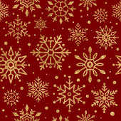 Red and Gold Snowflakes Personalized Christmas フリースブランケット