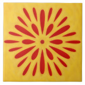 Red and Gold Sun Symbol Art Tile タイル (正面)
