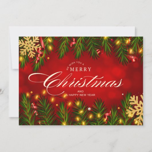 Red and Gold Traditional Christmas シーズンカード (正面)