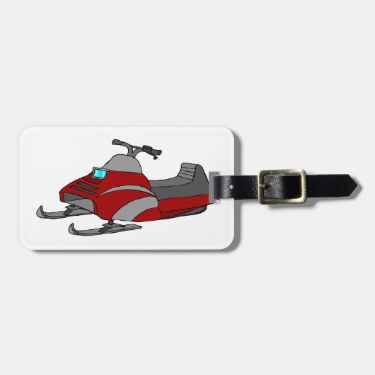 Red and Gray Snowmobile ラゲッジタグ (正面横)
