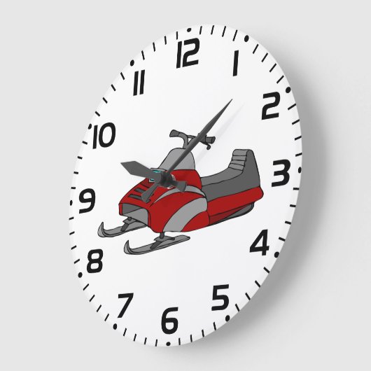 Red and Gray Snowmobile ラージ壁時計 (傾斜)
