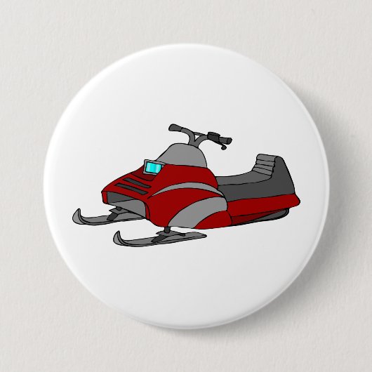 Red and Gray Snowmobile 缶バッジ (正面)