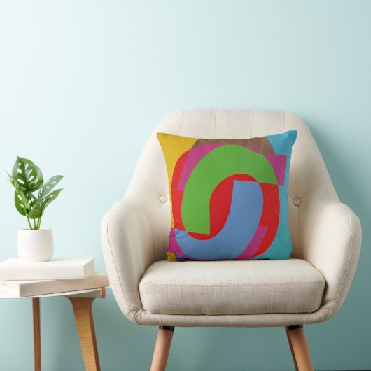 Red and Green Abstract Throw Pillow クッション (椅子)