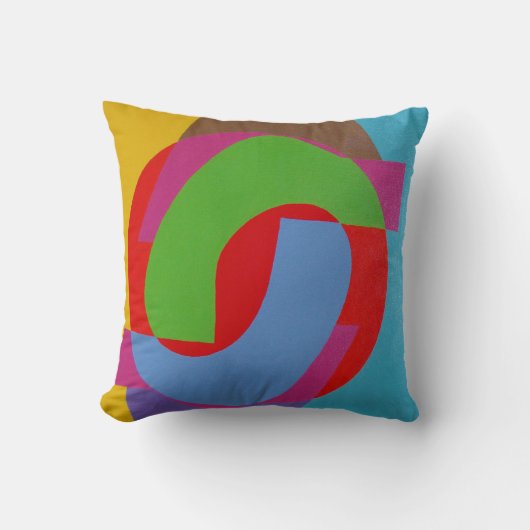 Red and Green Abstract Throw Pillow クッション (正面)