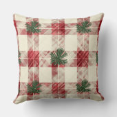 Red and Green Buffalo Plaid Christmas Throw Pillow クッション (裏面)