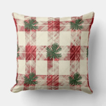 Red and Green Buffalo Plaid Christmas Throw Pillow