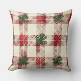 Red and Green Buffalo Plaid Christmas Throw Pillow クッション