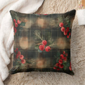 Red and Green Buffalo Plaid Christmas Throw Pillow クッション (ブランケット)