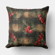 Red and Green Buffalo Plaid Christmas Throw Pillow