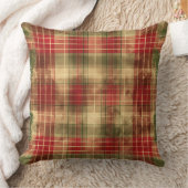 Red and Green Buffalo Plaid Christmas Throw Pillow クッション (ブランケット)