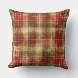 Red and Green Buffalo Plaid Christmas Throw Pillow クッション