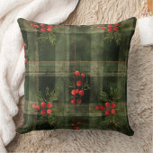 Red and Green Buffalo Plaid Christmas Throw Pillow クッション (ブランケット)