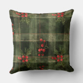 Red and Green Buffalo Plaid Christmas Throw Pillow クッション (裏面)