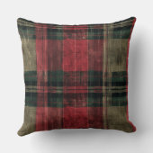 Red and Green Buffalo Plaid Christmas Throw Pillow クッション (裏面)