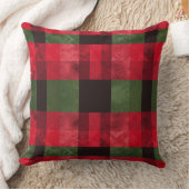 Red and Green Buffalo Plaid Christmas Throw Pillow クッション (ブランケット)