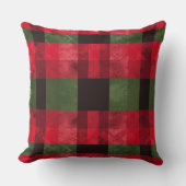 Red and Green Buffalo Plaid Christmas Throw Pillow クッション (正面)