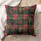 Red and Green Buffalo Plaid Christmas Throw Pillow クッション (ブランケット)